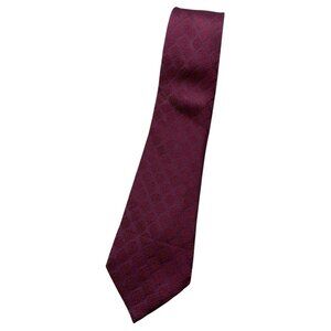 ANDREWS Men's 100% Silk Necktie LUXURY Tie XL Burgundy Geometric W:3.7" EUC